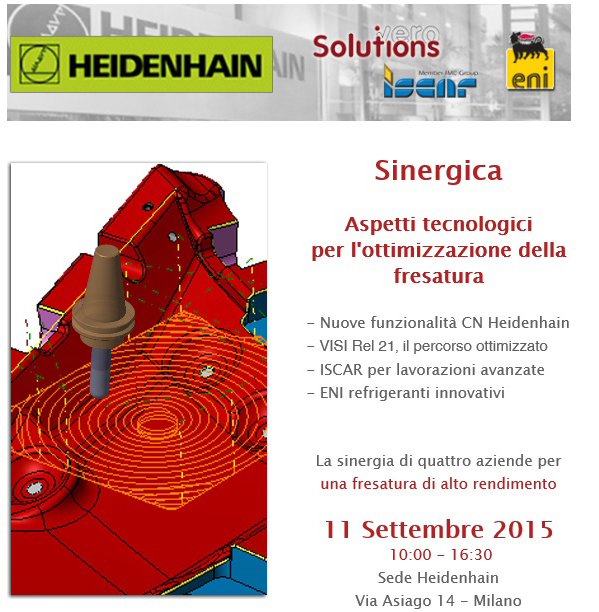 Sinergica con Vero Solutions Heidenhain Iscar ed ENI